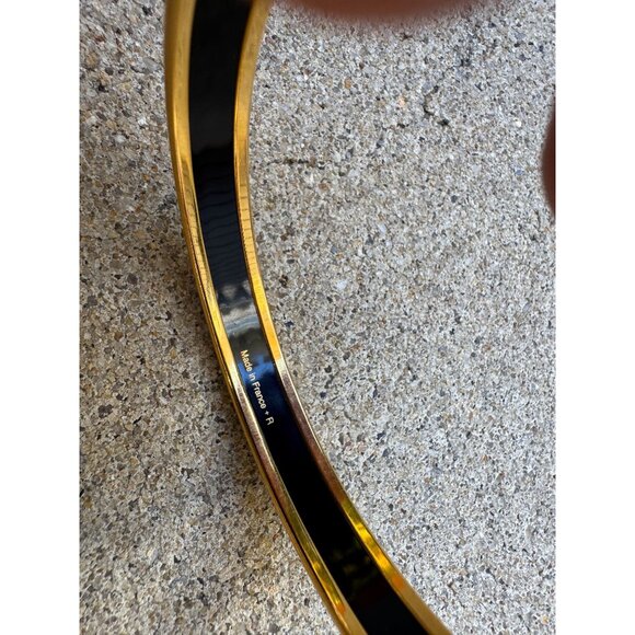Hermes Gold Printed Enamel Bangle Bracelet 70mm GM Equestrian - Picture 12 of 13